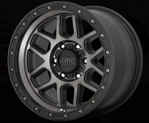 KMC Wheels KM544 Mesa Wheel in Satin Black with Gray Tint for 2007-2018 Wrangler JK, 2018-2026 Wrangler JL, and 2020-2026 Gladiator JT