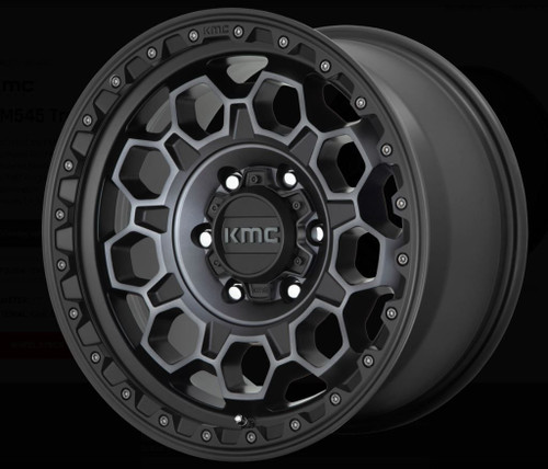 KMC Wheels KM545 Trek Wheel in Satin Black with Gray Tint for 2007-2018 Wrangler JK, 2018-2026 Wrangler JL, and 2020-2026 Gladiator JT