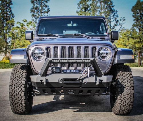 Westin Automotive WJ2 Stubby Front Bumper w/LED Light Bar Mount for 2018-2026 Wrangler JL and 2020-2026 Gladiator JT
