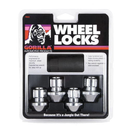 Gorilla Automotive Chrome 14mm x 1.50 Wheel Lock kit for 2011-2022 Grand Cherokee WK2, 2021-2026 Grand Cherokee L & WL & 2020-2026 Gladiator JT with Factory Style Wheels (4 locking lugs)