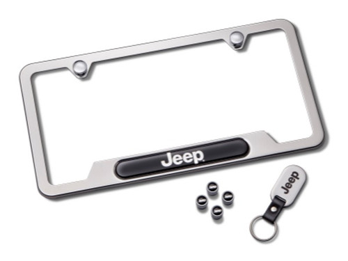Mopar Chrome Jeep License Plate Frame Kit Gift Set for 1997-2026 All Jeeps