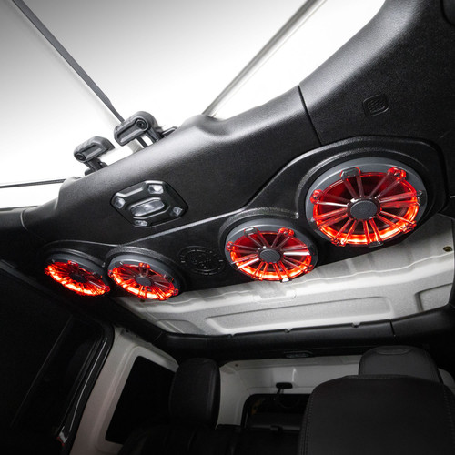 MB Quart Tuned Rear Soundbar with 8" Coaxial Speakers, Enclosure, and Addressable RGB LED Lighting for 2024-2026 Wrangler and Gladiator JT