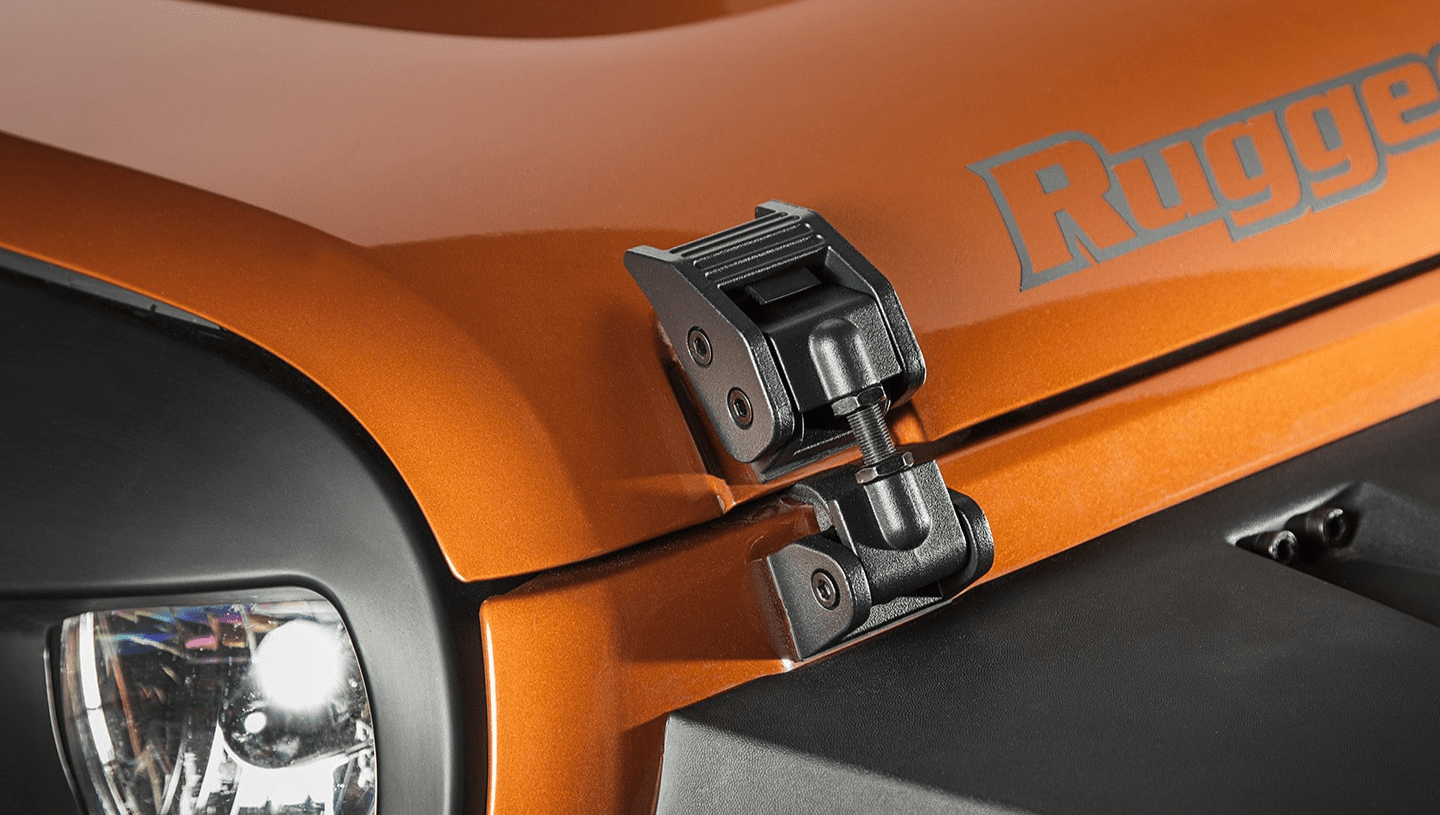 Rugged Ridge Textured Black Aluminum Hood Catch Set for 2007