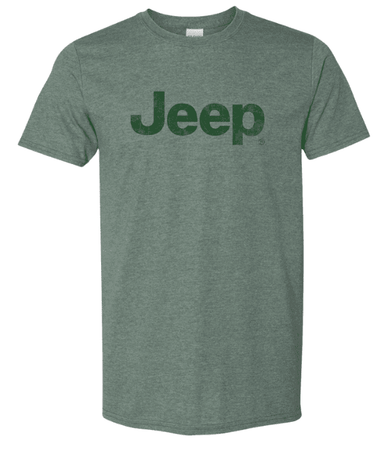 Jeep Soft Style Distressed Logo Green T-Shirt - JustForJeeps.com