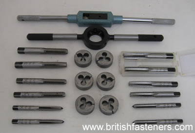 Set Maschio E Filiera 3/8-16 BSW Mano Destra – Maschio Lungo 80 Mm, Filiera Diametro 30 Mm, Per Metalli Vari, Acciaio E Ghisa