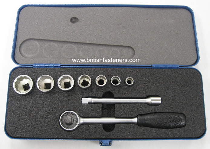 KING DICK 9 PC - 3/8" DRIVE WHITWORTH SOCKET SET - (7904)