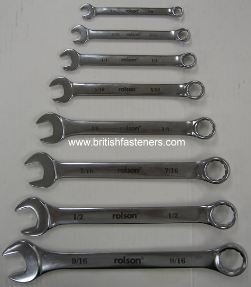 ROLSON 8 PC WHITWORTH COMBINATION WRENCH SET - (3999)