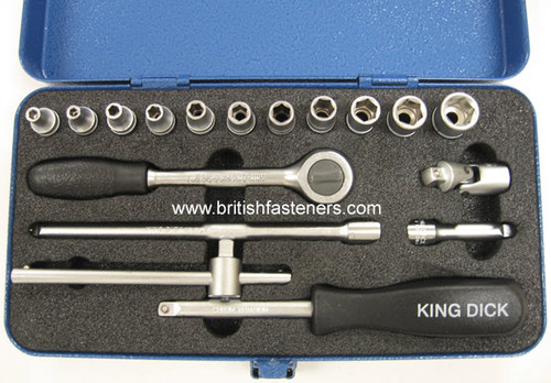 KING DICK 17 PC - 1/4" DRIVE B.A. SOCKET SET - (7903)