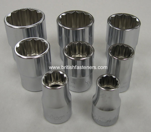 KOKEN 1/2" DRIVE - 12 POINT, 8 PC WHITWORTH SOCKET SET - (7919)