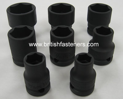 KOKEN IMPACT SOCKET SET 1/2" DRIVE - 6 POINT, 8 PC WHITWORTH - (7922)