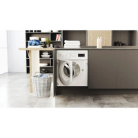Hotpoint Integrated 9Kg / 6Kg Washer Dryer - White - Washer dryer in kitchen with door open shot