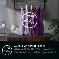 AEG Integrated 7Kg / 4Kg Washer Dryer - White - Annotation - Quick 20 & Wash&Dry 60