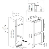 Hotpoint HPKS 1262 B4UK 178cm 50/50 Integrated Fridge Freezer with Sliding Door Fixing Kit - White - Annotation - Dimension shot
