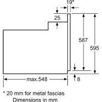 Bosch Serie 2 Electric Single Oven - Stainless Steel - Dimensions