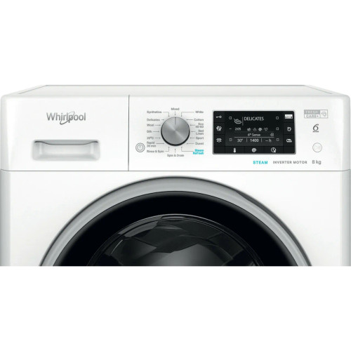 Whirlpool FFD 8489 BSV UK Washing Machine with 1400 rpm - White - Close up control panel shot