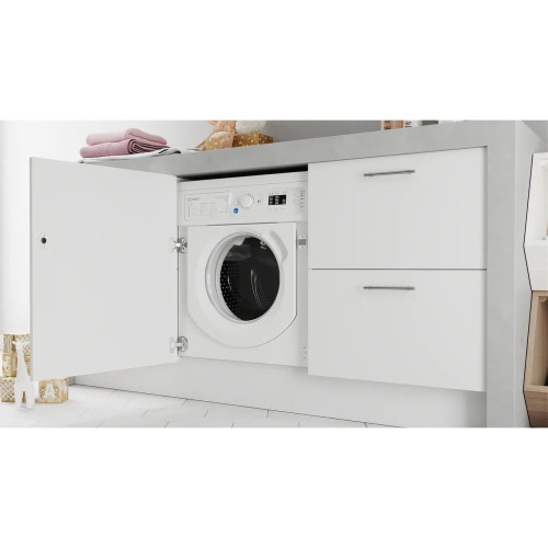 Indesit BI WMIL 91485 UK 8kg Washing Machine with 1400 rpm - White - Washing machine in kitchen shot