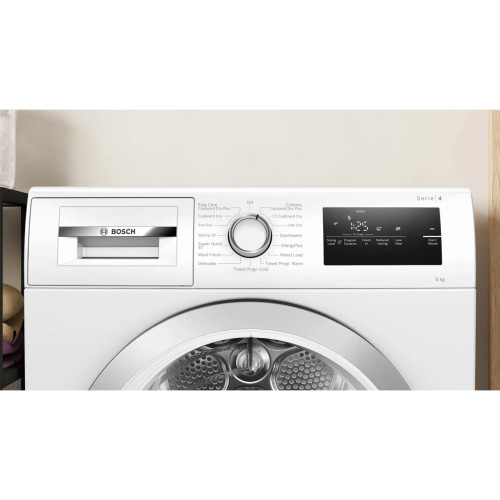 Bosch Series 4 8Kg Condenser Tumble Dryer - White - Close up of control panel shot Bosch Series 4 8Kg Condenser Tumble Dryer - White - Close up of control panel shot