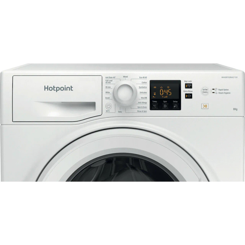 Hotpoint Anti-Stain NSWM 846 W UK 8kg Washing Machine with 1400 rpm - White - Control panel shot
