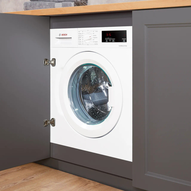 Bosch Series 6 WIW28302GB Integrated 8kg Washing Machine with 1400 rpm - White - Washing machine in modern kitchen