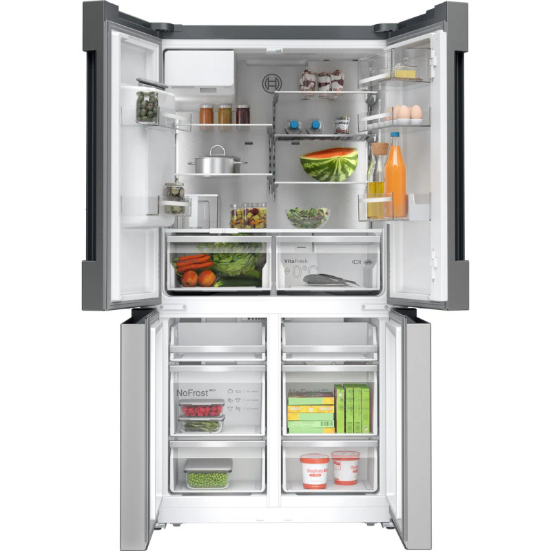 Bosch American Fridge Freezer - Stainless Steel - Front with door open shot