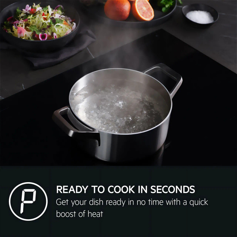AEG SaphirMatt TO64IB00FZ 60cm Induction Hob - Matt Black - Annotation - Ready to cook shot