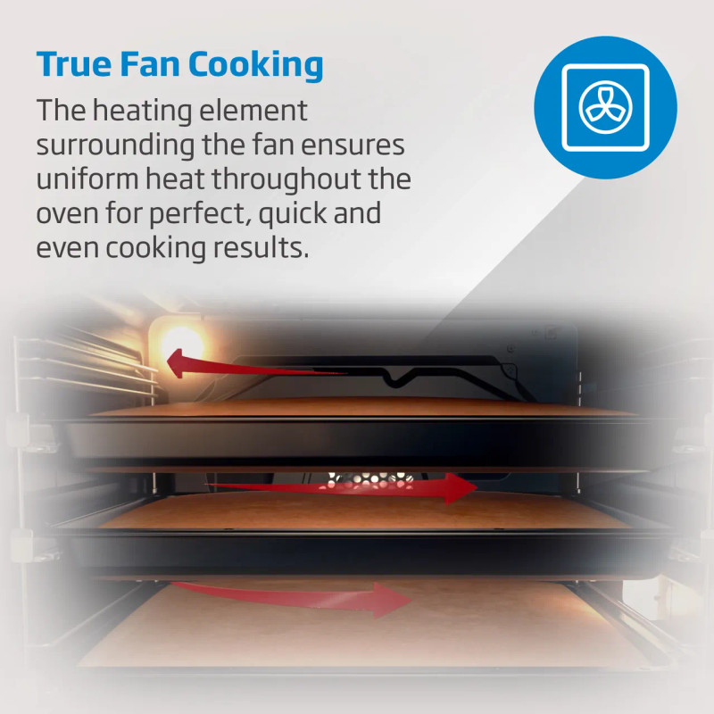 Beko AeroPerfect™ RecycledNet® Electric Single Oven - Stainless Steel - Annotation - True Fan Cooking