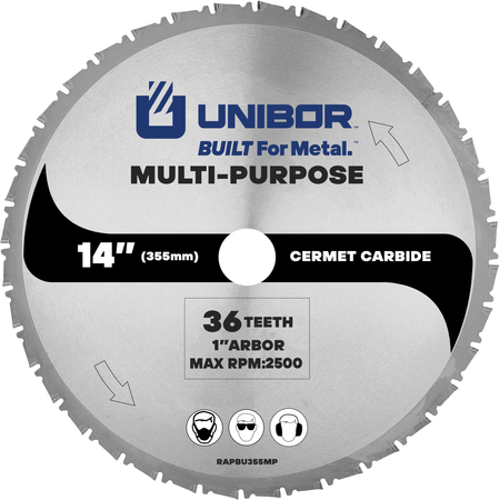 Unibor Cermet Carbide 14" Multi-Purpose Chop Saw Blade