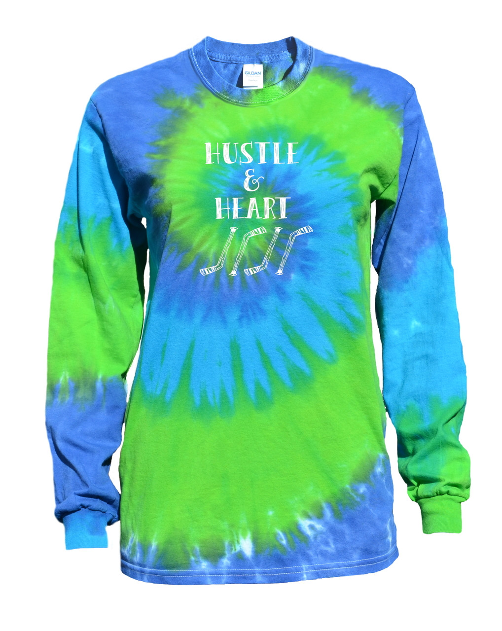 Ice Hockey Tie Dye Blue/Green Long Sleeve 