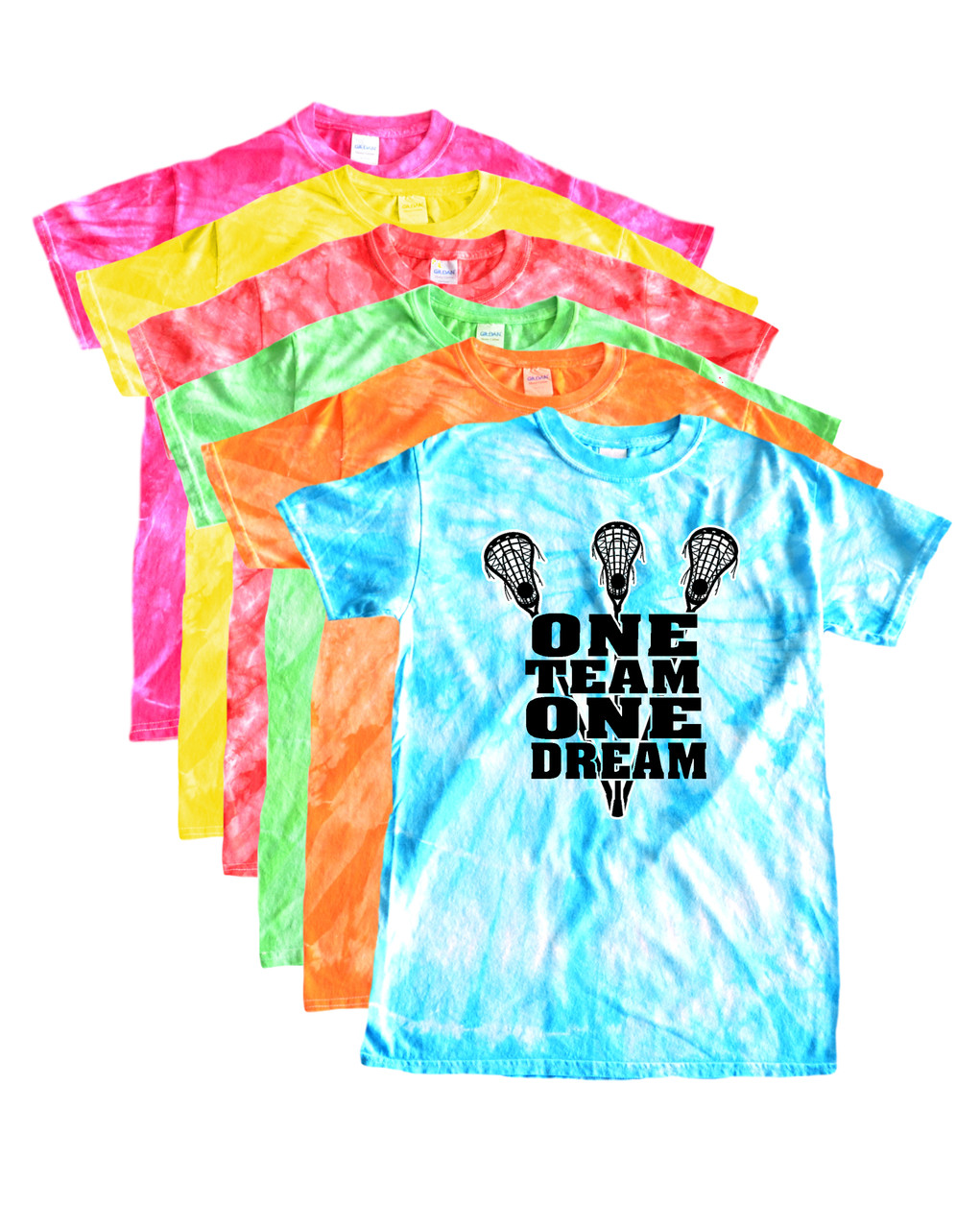 Lacrosse Tie Dye T Shirt One Team One Dream Black Logo