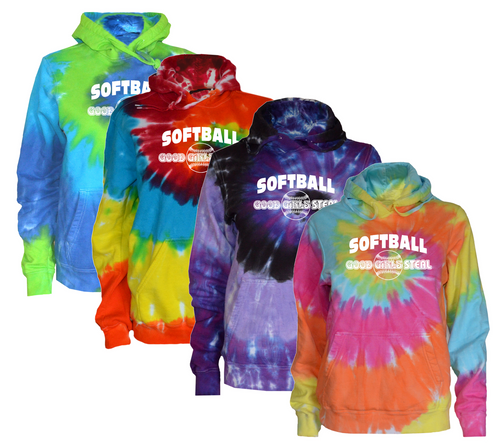 Softball Tie Dye Sweatshirt"Good Girls Steal" Logo