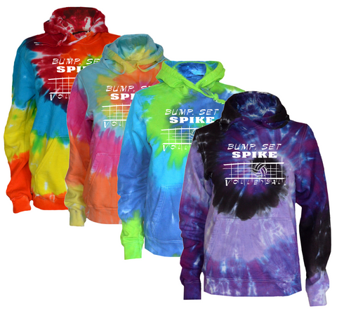 Volleyball Tie Dye Sweatshirt"Bump Set Spike" Logo