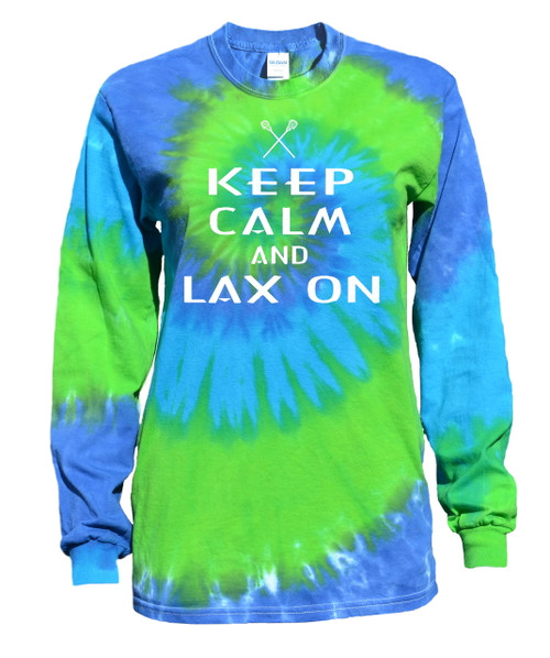 Lacrosse Tie Dye Blue/Green Long Sleeve "Keep Calm" White Logo