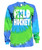 Field Hockey Tie Dye Blue/Green Long Sleeve "Stacked" Logo