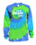 Ice Hockey Tie Dye Blue/Green Long Sleeve "Distressed" Logo