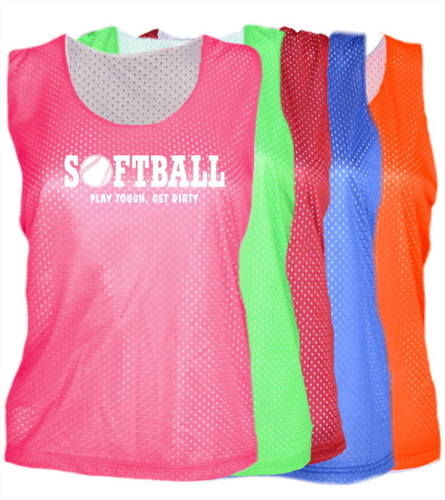 Softball Pinnie Play Tough Get Dirty White Logo