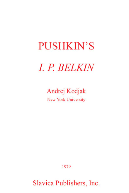 Pushkin's I. P. Belkin