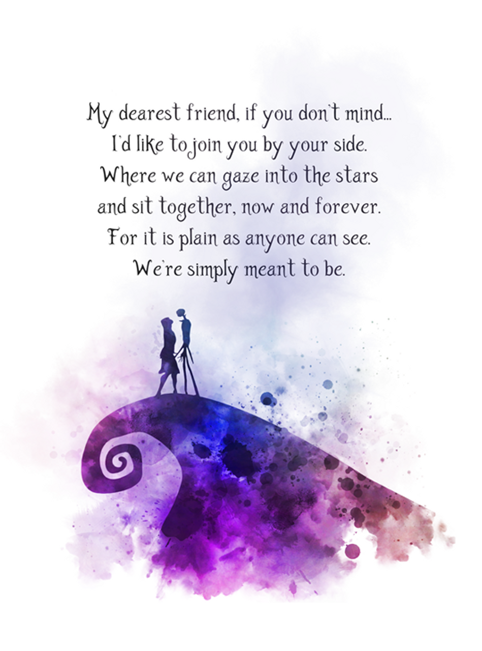 Nightmare Before Christmas Quote ART PRINT Jack and Sally, My dearest