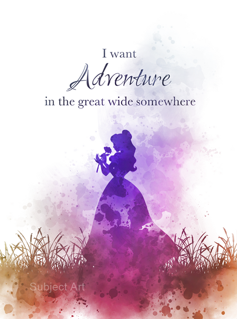 Belle Quote ART PRINT I Want Adventure in the Great Wide Somewhere ...