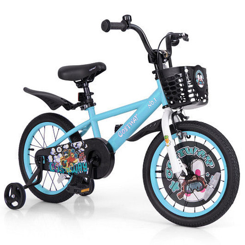 16 Inch Kids Bike with Adjustable Handlebar and Saddle for 4-8 Years Old-16 inches - Color: Blue -  D681-TS10154BL-16
