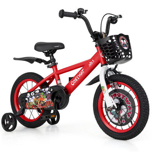 14 Inch Kids Bike Adjustable with Storage Basket and Double Brake for 3-5 Years Old-14 inches - Col D681-TS10154RE-14