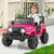 12V Kids Ride on Truck Car with Remote Control Threaded Wheels and 3 Speeds-Pink - Color: Pink D681-TQ10303US-MH