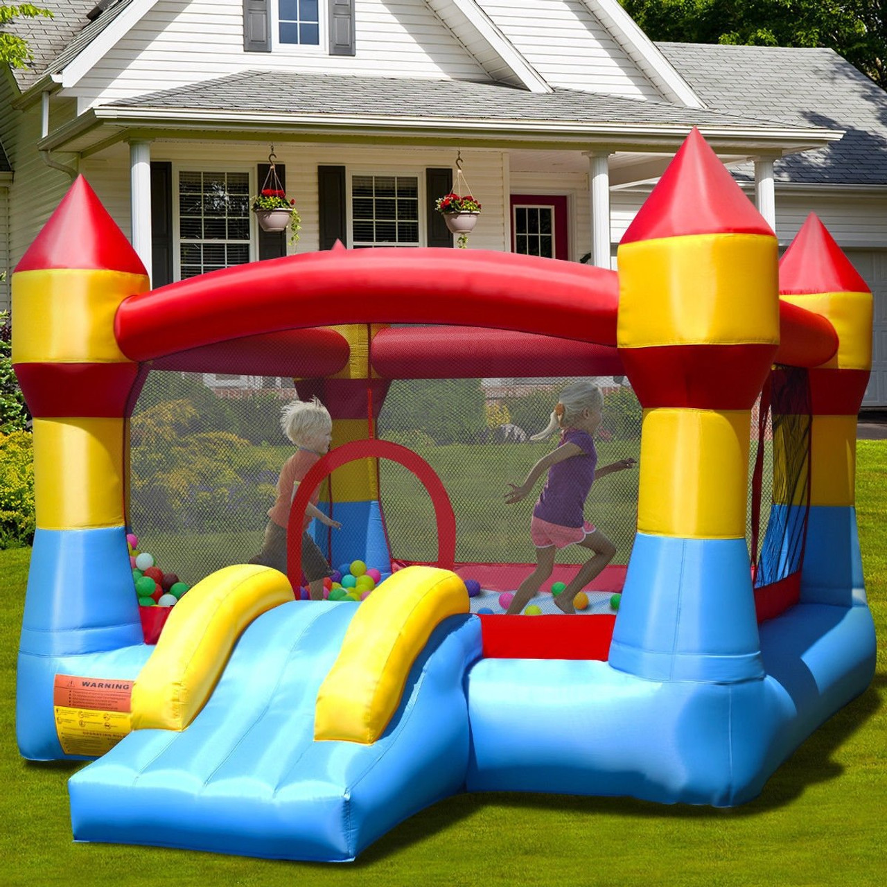Inflatable Kid Little Bear Bounce House Jumper Moonwalk Without Blower Play Game 