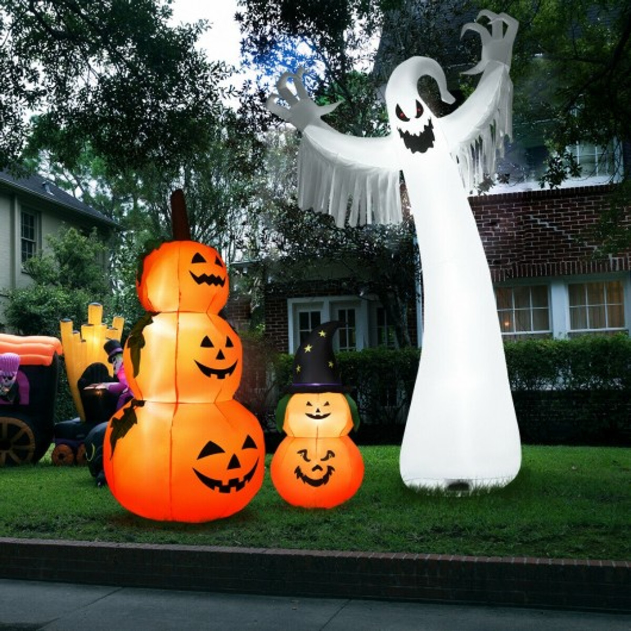 12 Ft Halloween Inflatable Blow Up Spooky Ghost With Blower And Led ...