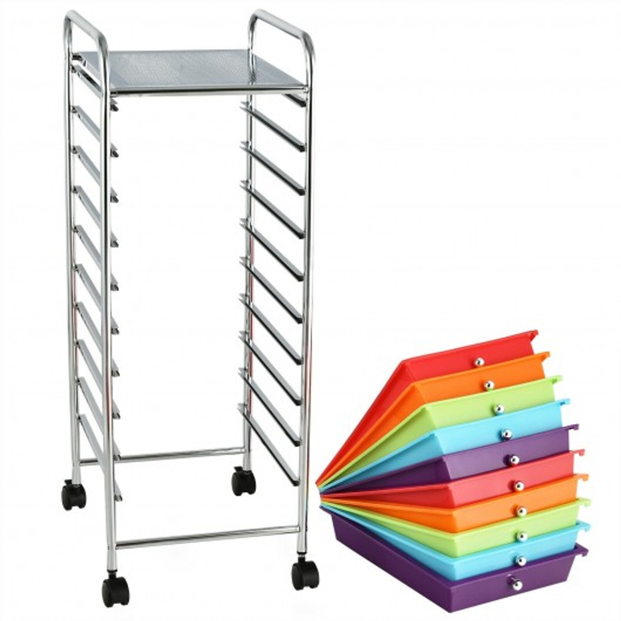 10 Drawer Rolling Storage Cart Organizer-Multicolor HW52045MT