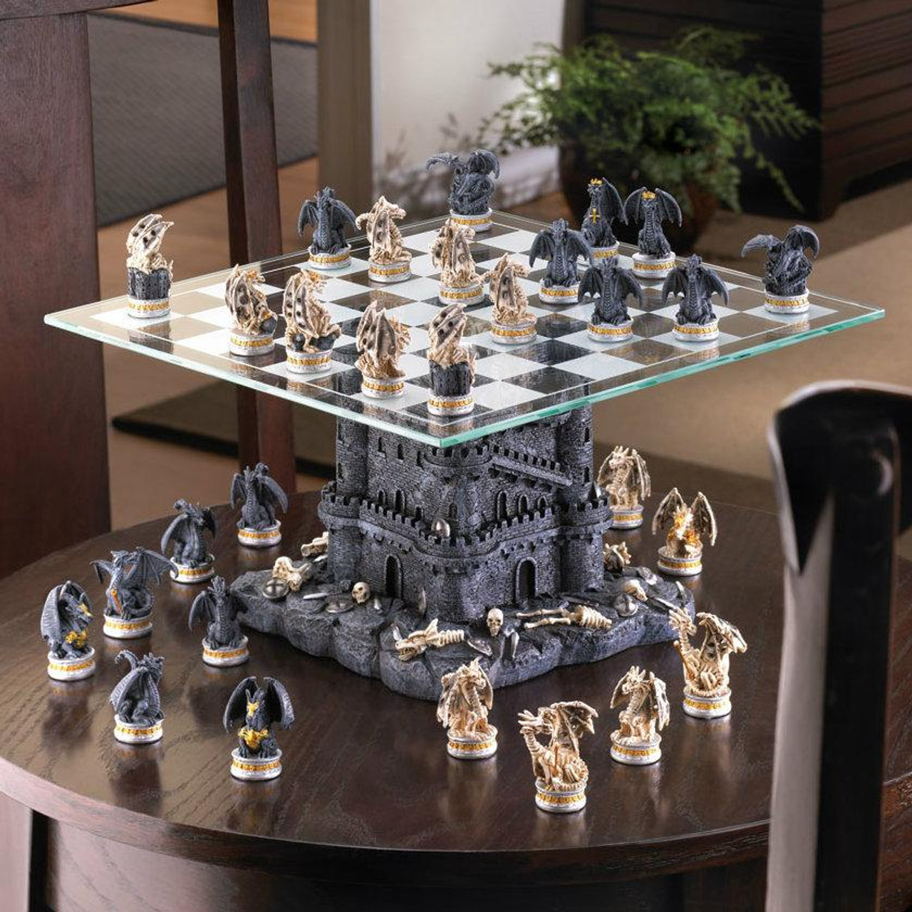 AE Dragons Versus Dragons Ultimate Tower Chess Set 15192 You already know  which of your customers will buy this chess set on the spot! The ultimate  battle between dragons. Glass chess board