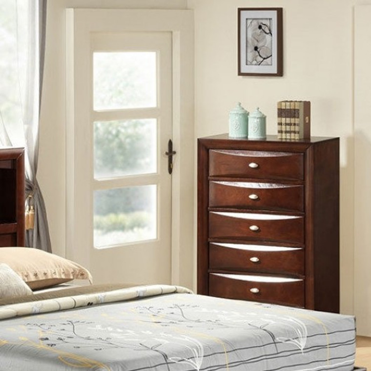 5-Drawer Mordern Brown Chest Bedroom Storage Cabinet HW59046
