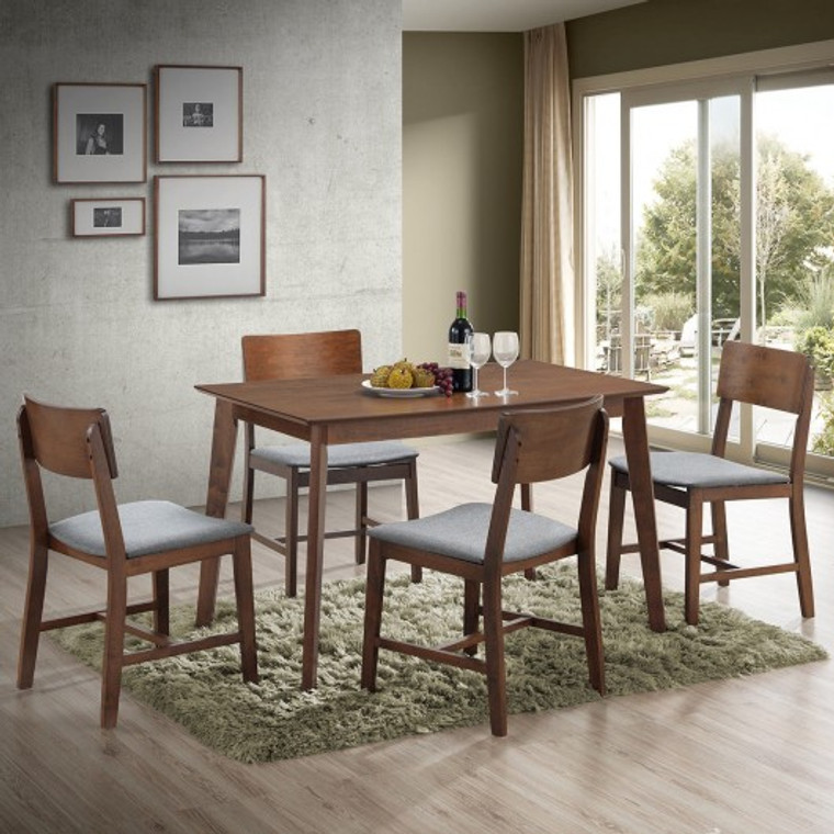 Set Of 4 Modern Fabric Upholstered Dining Side Chairs-Gray HW58909GN