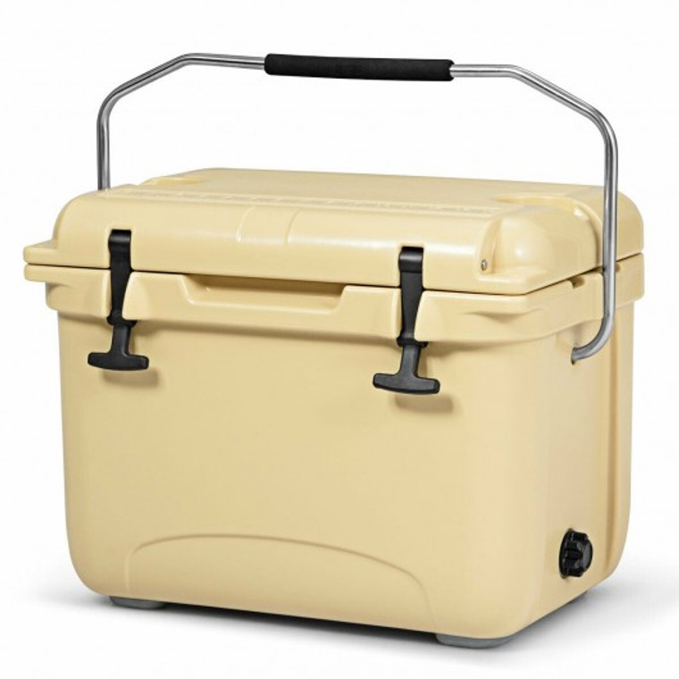 22 Quart Portable Ice Chest Cooler With 30 Cans-Beige OP70038SA