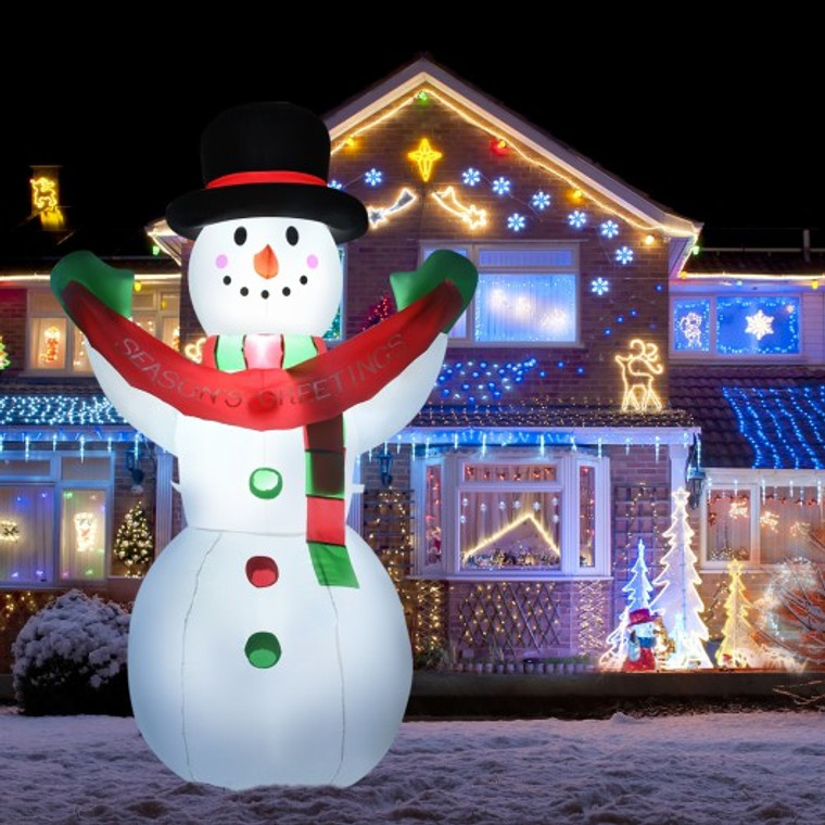 6 Ft Inflatable Christmas Snowman With Led Lights Blow Up Outdoor Yard Decoration CM22858US