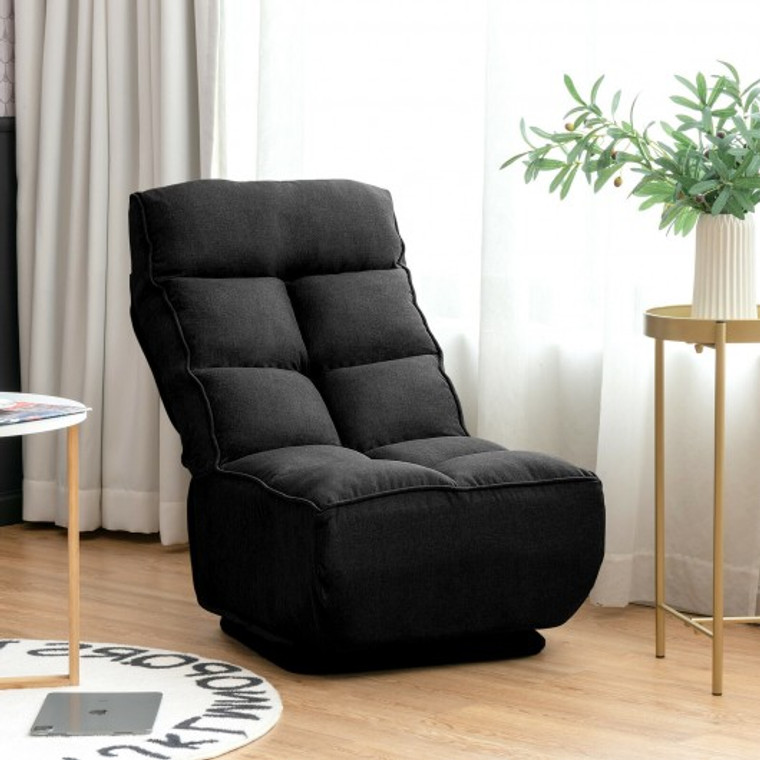 Swivel Folding Floor Gaming Chair With 6 Adjustable Positions And Metal Base-Black HV10025BK